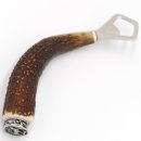 Flaschenöffner Öffner mit Hirsch flach Geweih Stange Hirschhorn Griff mit Endkappe Verzierung GL 20 cm 27.19.4.29