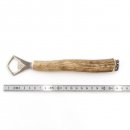 Flaschenöffner Öffner mit Hirsch flach Geweih Stange Hirschhorn Griff mit Endkappe Verzierung GL 22 cm 27.19.4.31