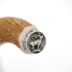 Flaschenöffner Öffner mit Hirsch flach Geweih Stange Hirschhorn Griff mit Endkappe Verzierung GL 22 cm 27.19.4.31