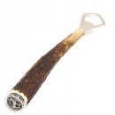 Flaschenöffner Öffner mit Hirsch flach Geweih Stange Hirschhorn Griff mit Endkappe Verzierung GL 22 cm 27.19.4.32