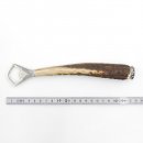Flaschenöffner Öffner mit Hirsch flach Geweih Stange Hirschhorn Griff mit Endkappe Verzierung GL 22 cm 27.19.4.32