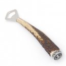 Flaschenöffner Öffner mit Hirsch flach Geweih Stange Hirschhorn Griff mit Endkappe Verzierung GL 22 cm 27.19.4.32
