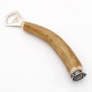 Flaschenöffner mit Hirsch Geweih Stange Hirschhorn Griff mit Endkappe Verzierung Bayern Wappen GL 21 cm 27.19.2.55