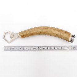 Flaschenöffner mit Hirsch Geweih Stange Hirschhorn Griff mit Endkappe Verzierung Bayern Wappen GL 21 cm 27.19.2.55