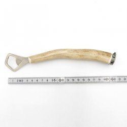 Flaschenöffner mit Hirsch Geweih Stange Hirschhorn Griff mit Endkappe Verzierung Bayern Wappen GL 22 cm 27.19.2.56