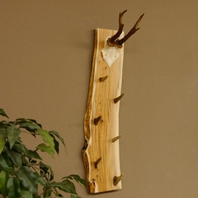 Schlüsselbrett Geweih Rehstange handgefertigt Schlüssel Unikat 6 Spitzen Haken Rehgeweih 27.8.115