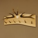 Geweih Garderobe mit 6 Spitzen Haken auf Holzbrett 2x Stangen Wandgarderobe Unikat 27.8.119