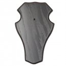 1 Stück Reh Bock Schild Trophäenschild groß mit 1 Kieferfach in Eiche dunkel AF 21 x 13 cm