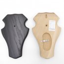 1 Stück Reh Bock Schild Trophäenschild groß mit 1 Kieferfach in Eiche dunkel AF 21 x 13 cm