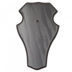 1 Stück Reh Bock Schild Trophäenschild groß mit 1 Kieferfach in Eiche dunkel AF 21 x 13 cm