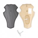 1 Stück Reh Bock Schild Trophäenschild groß mit 1 Kieferfach in Eiche dunkel mit 1 Stück Gehörnklammern AF 21 x 13 cm