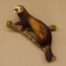 Iltis Tier Präparat Höhe 42 cm auf Holzstamm Tierpräparat taxidermy 89.4.75