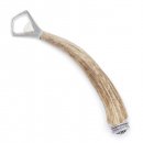 Flaschenöffner Öffner mit Hirsch Geweih Stange Hirschhorn Griff mit Endkappe Verzierung Edelweiß GL 21 cm 27.19.5.42