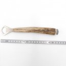 Flaschenöffner Öffner mit Hirsch Geweih Stange Hirschhorn Griff mit Endkappe Verzierung Edelweiß GL 22 cm 27.19.5.43