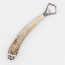 Flaschenöffner Öffner mit Hirsch Geweih Stange Hirschhorn Griff mit Endkappe Verzierung Edelweiß GL 22 cm 27.19.5.44