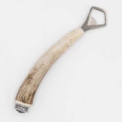 Flaschenöffner Öffner mit Hirsch Geweih Stange Hirschhorn Griff mit Endkappe Verzierung Edelweiß GL 22 cm 27.19.5.44