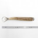 Flaschenöffner Öffner mit Hirsch Geweih Stange Hirschhorn Griff mit Endkappe Verzierung Edelweiß GL 22 cm 27.19.5.45