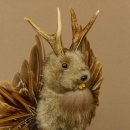 Wolpertinger Murmel Präparat Plüsch mit Bart hellbraune Augen Fabelwesen mit Flügel und Geweih Wolpi 86.16.42