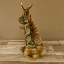 Wolpertinger Murmel Präparat Plüsch mit Bart hellbraune Augen Fabelwesen mit Flügel und Geweih Wolpi 86.16.42