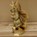 Wolpertinger Murmel Präparat Plüsch mit Bart hellbraune Augen Fabelwesen mit Flügel und Geweih Wolpi 86.16.44