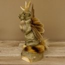 Wolpertinger Murmel Präparat Plüsch mit Bart hellbraune Augen Fabelwesen mit Flügel und Geweih Wolpi 86.16.44