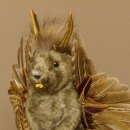 Wolpertinger Murmel Präparat Plüsch mit Punkfrisur Fabelwesen mit Flügel und Geweih Wolpi 86.16.45
