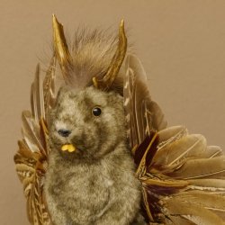 Wolpertinger Murmel Präparat Plüsch mit Punkfrisur Fabelwesen mit Flügel und Geweih Wolpi 86.16.45