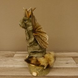 Wolpertinger Murmel Präparat Plüsch mit Punkfrisur Fabelwesen mit Flügel und Geweih Wolpi 86.16.46