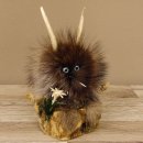 Wolpertinger Wolpi Präparat Mini auf Holz Edelweiss und hellblaue Augen Höhe 22 cm 86.1.3.47