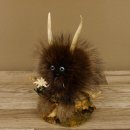 Wolpertinger Wolpi Präparat Mini auf Holz Edelweiss und hellblaue Augen Höhe 22 cm 86.1.3.47