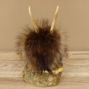 Wolpertinger Wolpi Präparat Mini auf Holz Edelweiss und hellblaue Augen Höhe 22 cm 86.1.3.47