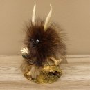 Wolpertinger Wolpi Präparat Mini auf Holz Edelweiss und hellblaue Augen Höhe 22 cm 86.1.3.47