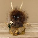 Wolpertinger Wolpi Präparat Mini auf Holz Edelweiss und hellblaue Augen Höhe 22 cm 86.1.3.47