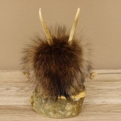 Wolpertinger Wolpi Präparat Mini auf Holz Edelweiss und hellblaue Augen Höhe 22 cm 86.1.3.47