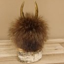Wolpertinger Wolpi Präparat Mini auf Holz Edelweiss und dunkelblaue Augen Höhe 24 cm 86.1.3.49