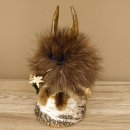 Wolpertinger Wolpi Präparat Mini auf Holz Edelweiss und dunkelblaue Augen Höhe 24 cm 86.1.3.49