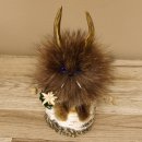 Wolpertinger Wolpi Präparat Mini auf Holz Edelweiss und dunkelblaue Augen Höhe 24 cm 86.1.3.49