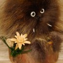 Wolpertinger Wolpi Präparat Mini auf Holz Edelweiss und weiße Augen Höhe 22 cm 86.1.3.50