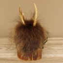 Wolpertinger Wolpi Präparat Mini auf Holz Edelweiss und weiße Augen Höhe 22 cm 86.1.3.50