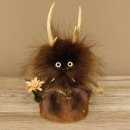 Wolpertinger Wolpi Präparat Mini auf Holz Edelweiss und weiße Augen Höhe 22 cm 86.1.3.50