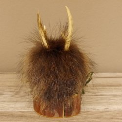 Wolpertinger Wolpi Präparat Mini auf Holz Edelweiss und weiße Augen Höhe 22 cm 86.1.3.50