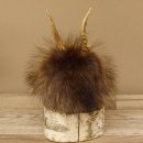 Wolpertinger Wolpi Präparat Mini auf Holz Edelweiss und dunkelblaue Augen Höhe 24 cm 86.1.3.51