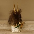 Wolpertinger Wolpi Präparat Mini auf Holz Edelweiss und dunkelblaue Augen Höhe 24 cm 86.1.3.51