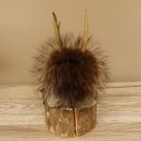 Wolpertinger Wolpi Präparat Mini auf Holz Edelweiss und helle Augen Höhe 24 cm 86.1.3.52