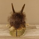 Wolpertinger Wolpi Präparat Mini auf Holz Edelweiss und orange Augen Höhe 22 cm 86.1.3.48