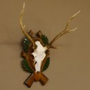 Sikahirsch Geweih Sika Hirsch HL 35,5 cm Stangen Hirschgeweih Trophäenschild 70.1023