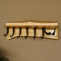 Garderobe mit 6 Gamshaken + Gamsgeweih auf Holzbrett Ablagefläche Wandgarderobe Geweih Unikat 27.8.122