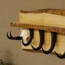 Garderobe mit 6 Gamshaken + Gamsgeweih auf Holzbrett Ablagefläche Wandgarderobe Geweih Unikat 27.8.123