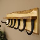 Garderobe mit 6 Gamshaken + Gamsgeweih auf Holzbrett Ablagefläche Wandgarderobe Geweih Unikat 27.8.123