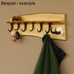 Garderobe mit 6 Gamshaken + Gamsgeweih auf Holzbrett Ablagefläche Wandgarderobe Geweih Unikat 27.8.123
